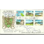 Dads Army multi-signed FDC 1983 Alderney cover signed by Frank Williams, John Le Mesurier, Bill