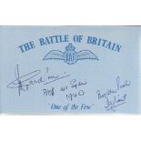 J R Gardner 141 Sqn Battle of Britain signed index card. Good condition