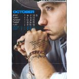 Large page taken from a calendar, measuring 40cm x 30cm autographed by Marshall Mathers aka