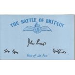 J Kemp 54 Sqn Spitfires Battle of Britain signed index card. Good condition