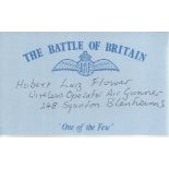 H L Flower 248 Sqn Blenheims Battle of Britain signed index card. Good condition