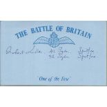 R C F Lister 41 and 92 Sqns Battle of Britain signed index card. Good condition