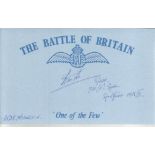 W D K Franklin 74 Sqn Spitfires Battle of Britain signed index card. Good condition