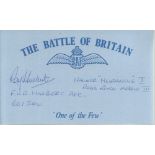 F H R Hulbert 601 Sqn Hurricanes Battle of Britain signed index card. Good condition