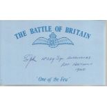 G B Johns 229 Sqn Hurricanes Battle of Britain signed index card. Good condition