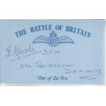 F Gash 264 Sqn Battle of Britain signed index card. Good condition