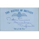R M M D Lucas 141 Sqn Defiants Battle of Britain signed index card. Good condition