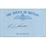 W J Johnson 85 and145 Sqns Battle of Britain signed index card. Good condition