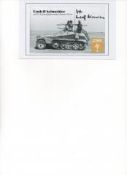 Rudolf Schneider  signed 16 x 10 cm Photograph he was FM Erwin Rommel s Driver.   Good condition