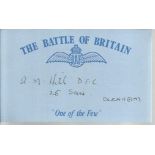 A M Hill 25 Sqn Battle of Britain signed index card. Good condition