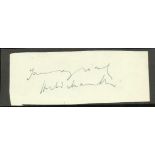 Harold Macmillan signed piece 3 x 1 inch clipper from a letter. Prime Minister 1957-1963. Good