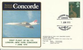 Concorde First Flight of B.A. 173 London – New York Cover dated 1st June 1978 commemorating the