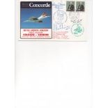 Concorde 1st Flt  Cologne-London signed Captain Hutchinson and Crew members.  Good condition