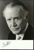 Sir John Mills signed 6 x 4 b/w portrait photo, later years, now scarce. Good condition