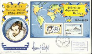 Henry Cooper 1988 Gibraltar Operation Raleigh official first day cover. Attractive miniature sheet