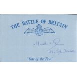H A C Evans 236 Sqn Battle of Britain signed index card. Good condition