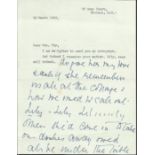 Dame Sybil Thorndike Unusual 1965 handwritten and typed letter signed by Dame Sybil Thorndike (