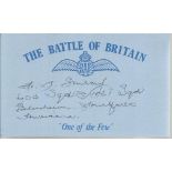 H S Imray 600 Sqn Battle of Britain signed index card. Good condition
