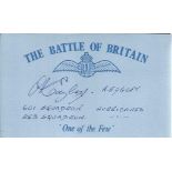 A Edgley 601 and 253 Sqns Battle of Britain signed index card. Good condition