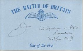 C A Jones 616 Sqn Battle of Britain signed index card. Good condition