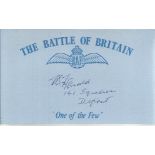 T B Fitzgerald 141 Defiant Sqn Battle of Britain signed index card. Good condition