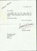 Norman Wisdom signed typed letter 1995 on his own stationary replying o an autograph request. Good