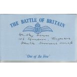 D S G Honor 145 Sqn Battle of Britain signed index card. Good condition