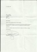 David Jason typed signed letter 1997 replying to compliments about the Touch of Frost series. Good