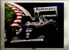 Damon Hill signed 10 x 8 Rothmans Renault print 1994. Odd ding to lower white border, otherwise