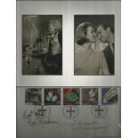 Honor Blackman & Lois Maxwell signed 1996 Cinema FDC matted with photos of both with Sean Connery