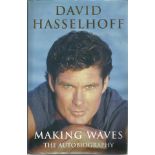 David Hasselhoff signed hardback book Making Waves signed on both inside pages with Kitt car Doodle