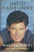 David Hasselhoff signed hardback book Making Waves signed on both inside pages with Kitt car Doodle