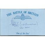 L W Collingridge 66 sqdn Battle of Britain signed index card. Good Condition