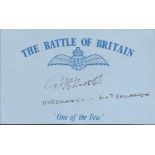 G Hewett 607 sqdn Battle of Britain signed index card. Good Condition