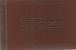 1960s Motor Racing Drivers. Small Brown hardback autograph album with 20+ autographs obtained at