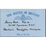 B Bent 25 sqdn Battle of Britain signed index card. Good Condition