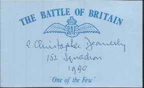 C Deanesly 152 sqdn Battle of Britain signed index card. Good Condition
