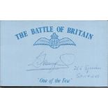 T Armitage 266 sqdn Battle of Britain signed index card. Good Condition