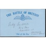 A Anderson 604 sqdn Battle of Britain signed index card. Good Condition