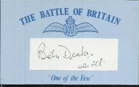 B Drake 213 sqdn Battle of Britain signed index card. Good Condition