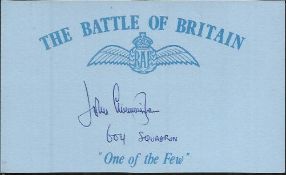 J Cunningham 604 sqdn Battle of Britain signed index card. Good Condition