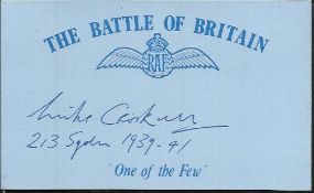 M E Croskell 213 sqdn Battle of Britain signed index card. Good Condition