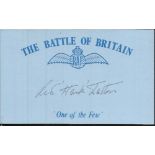 R W Dalton 604 sqdn Battle of Britain signed index card. Good Condition