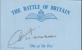 H D Denchfield 610 sqdn Battle of Britain signed index card. Good Condition