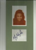 Mounted and oversized tv collection of 4 signed photos, amongst those included is May Mayali, David