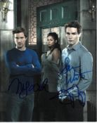 Being Human Cast 8x10 colour photo signed by San Witwer, Meaghan Rath, and Sam Huntington. Good