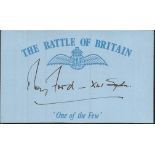 R C Ford 41 sqdn Battle of Britain signed index card. Good Condition