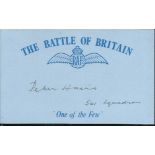 P R Hairs 501 sqdn Battle of Britain signed index card. Good Condition