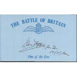 D Fopp 17 sqdn Battle of Britain signed index card. Good Condition