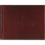 Autograph Album A good red hardbound oblong album 8 x 6 inch large size with over 50 autographs,